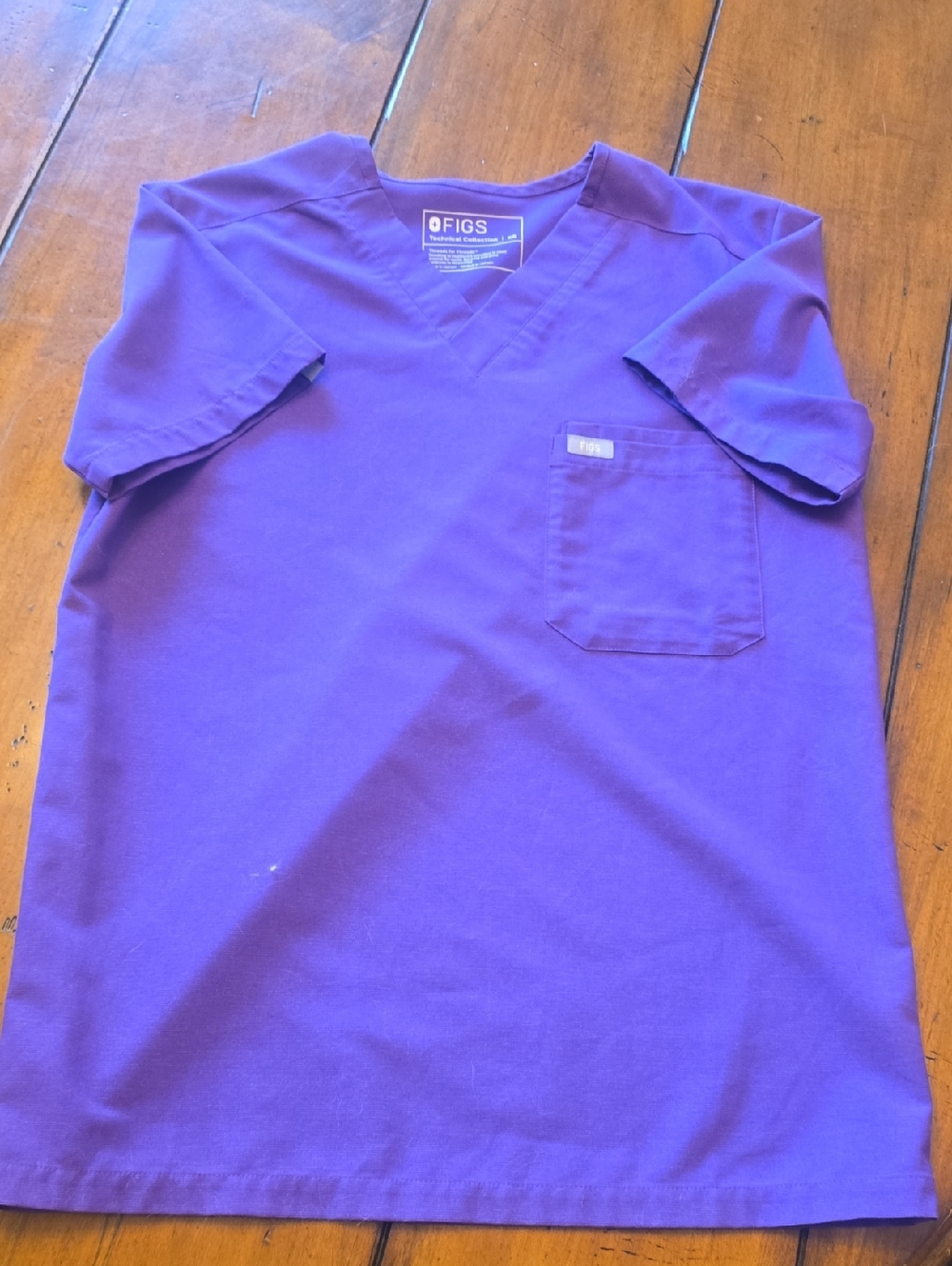 Figs Purple V-Neck Medical Scrub Top with Chest Pocket